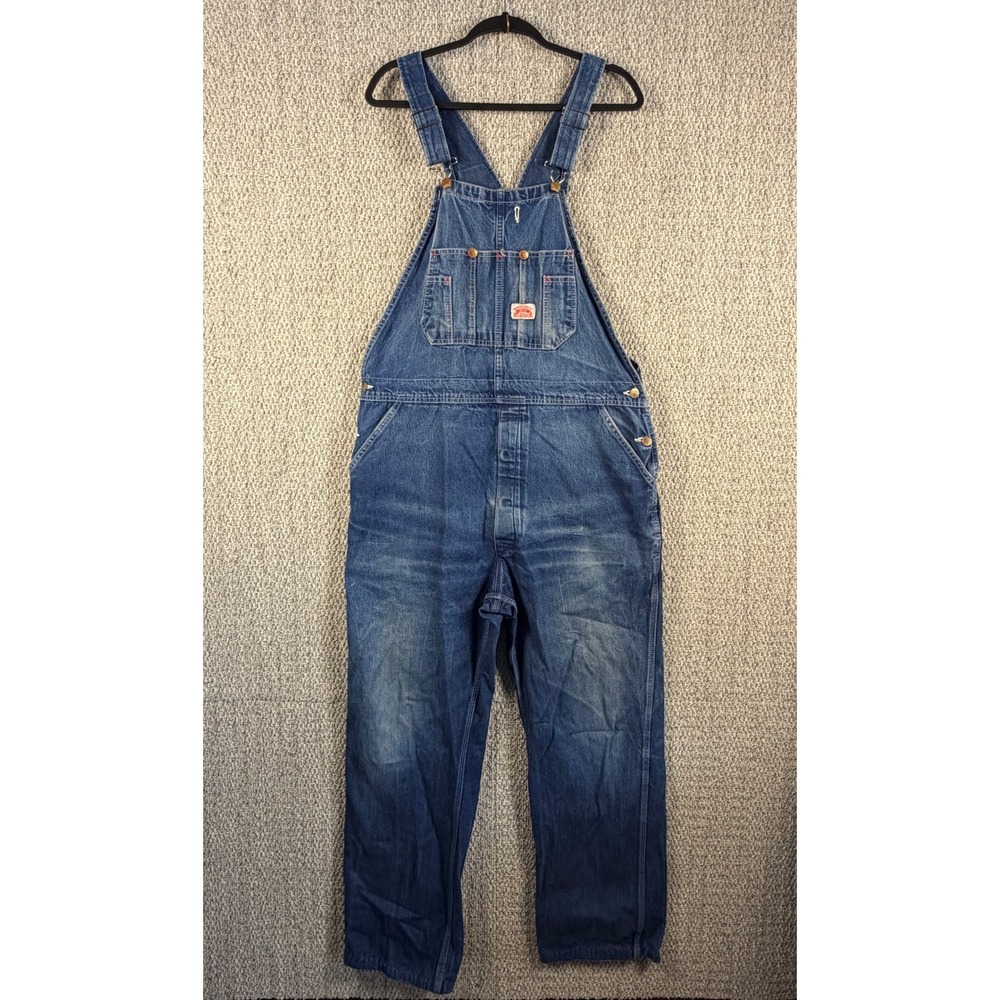 Round House Mens Blue Denim Bib Overalls Lot 966 Made in USA 40x32